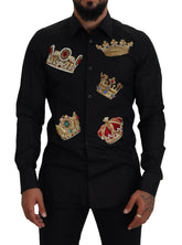 Dolce & Gabbana Black Gold Crown Slim Fit Dress Formal Shirt -   -  Dolce & Gabbana.